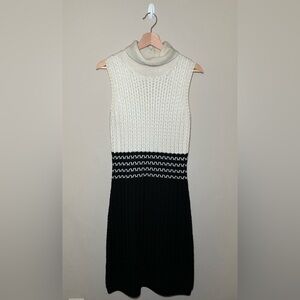 Calvin Klein XS Black & Ivory sleeveless sweater Dress